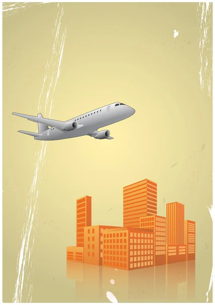 Avion ville — Image vectorielle