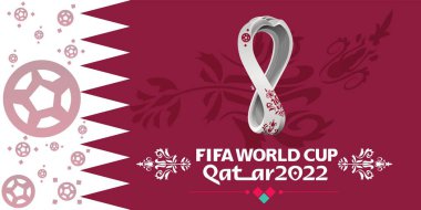 4 Eylül 2019, Moskova, Rusya. 2022 FIFA Dünya Kupası 'nın arka plan logosu, şehir merkezindeki dev ekranda Katar' da gerçekleştirilecek. editoryal materyal