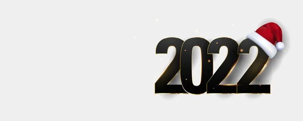 Újévi üdvözlőlap egy Mikulás sapkával a 2022-es számokon, fehér alapon. Szabad hely a szövegíráshoz. Az új év koncepciója. A naptári oldal megfordul és kezdődik az új év.. — Stock Vector