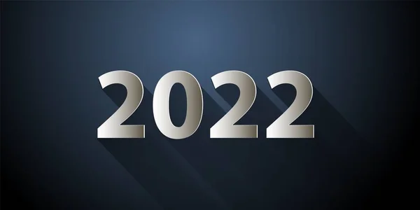 Feliz Año Nuevo 2022 Plantilla de diseño de sombra larga sobre fondo oscuro. Diseño moderno para el calendario 2022, invitaciones, tarjetas de felicitación, volantes o impresiones de días festivos. — Vector de stock