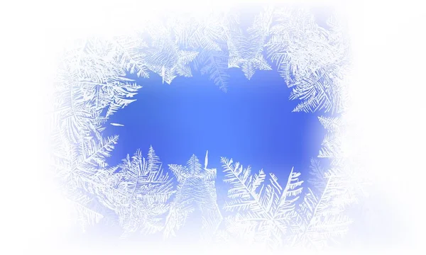 Зимнее время. Мороз на окне, как рождественский цветок Poinsettia. Замороженный фон окна с инеем может быть использован для рождественской распродажи или новогодней листовки. Вектор S10. — стоковый вектор