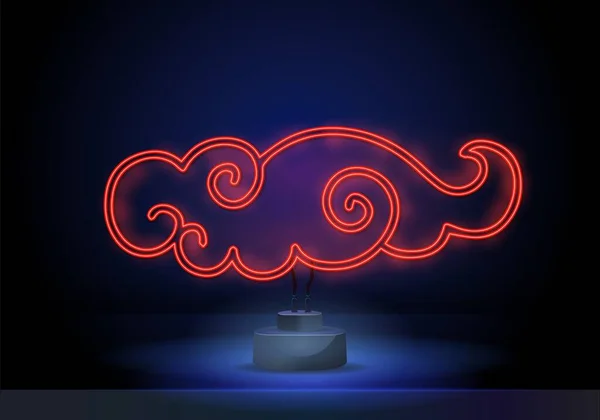 Vector neon Oriental κόκκινο σύννεφο, λάμπει Εικονογραφήσεις που σε σκούρο φόντο. Ανατολική έννοια για το λογότυπο, πανό. Εικονογράφηση διάνυσμα 10 EPS. — Διανυσματικό Αρχείο