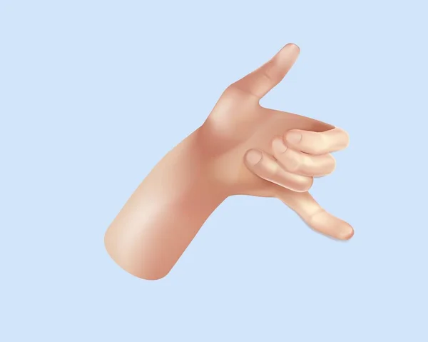 Cartoon 3D handen. Realistische vectorhand. Vredesteken, ok teken kraan, wijzen op hand, high five hand Mannen en vrouwen armen Decoratie 3d object geïsoleerd. Vectorillustratie — Stockvector