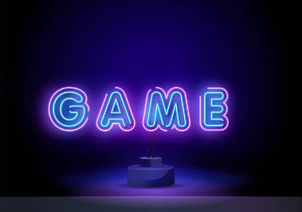 Dekorasyon ve duvar arkası için GAME logosunun vektör gerçekçi izole edilmiş neon işareti. Oyun ve video oyunları kavramı. — Stok Vektör