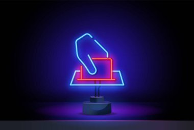 Neon ikona oy verin. Seçim unsurları. Web siteleri, web tasarımı, mobil uygulama, bilgi grafikleri için basit simge