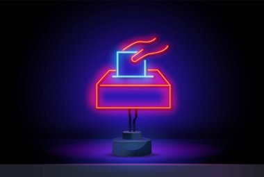 Neon ikona oy verin. Seçim unsurları. Web siteleri, web tasarımı, mobil uygulama, bilgi grafikleri için basit simge