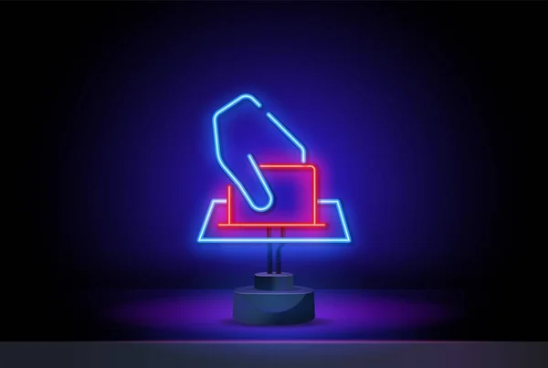 Bouton de vote icône néon. Éléments de la série électorale. Icône simple pour les sites Web, web design, application mobile, infographie — Image vectorielle