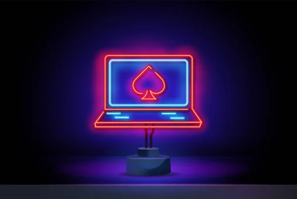 Online neon tabela bahis. Kumar sloganı, Casino, bahis tasarım öğesi, gece neon tabela. Vektör çizim — Stok Vektör