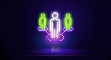 Bir iş seminerinin neon ışıklı tabelasının vektör ikonu olan topluluk, iş semineri tabelasının parlayan parlak bir simgesidir. resimleme