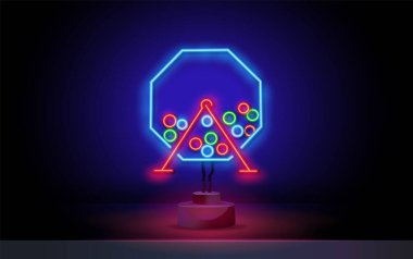 Piyango davulu, bingo kartı. Kumar, servet ve kumarhane tasarımı. Gece lambası tabelası, renkli reklam panosu, açık renk pano. Neon biçiminde vektör illüstrasyonu.