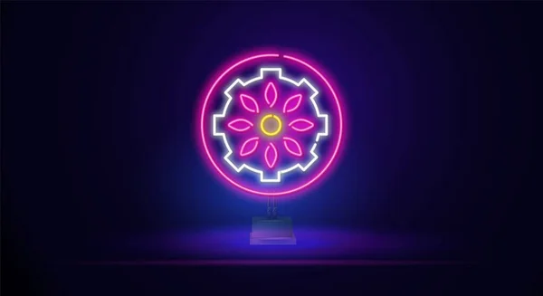 Icono de bandeja de restaurante de neón con flor de loto rosa. Elementos de la suite web. Un icono de vector simple para sitios web, diseño web, aplicaciones móviles, infografías. — Vector de stock