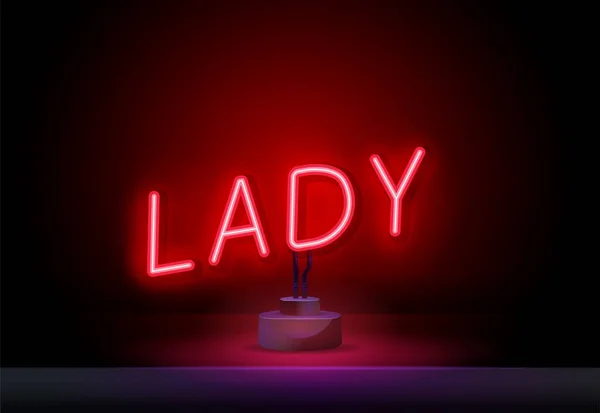 Lady Neon Text Vektor Design-Vorlage. LADY Neon-Logo, Lichtbanner Design-Element bunte moderne Design-Trend, Nacht helle Werbung, helle Zeichen. Vektorillustration — Stockvektor