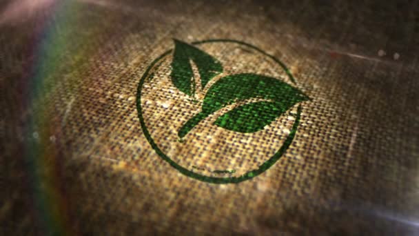 Зеленый Лист Экологически Чистый Знак Знак Знак Знак Натуральный Мешок — стоковое видео