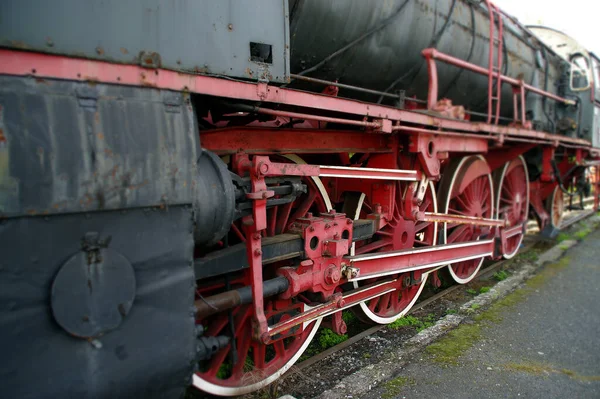 Velha Locomotiva Vapor Comboio Carvão Vintage Máquina Ferro Retro Enferrujado — Fotografia de Stock