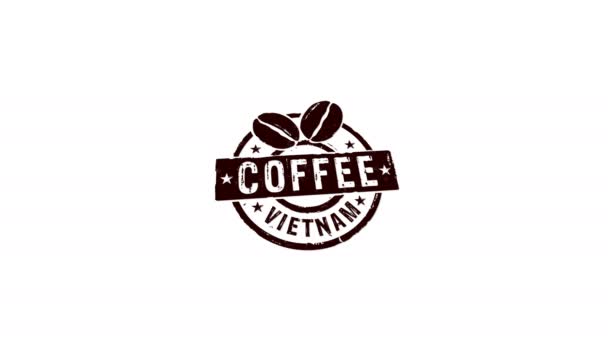 Café Vietnã Selo Mão Carimbar Impacto Animação Isolada Fábrica Fabricação — Vídeo de Stock