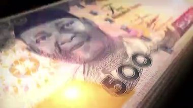 Nijerya Naira parası sayılıyor. NGN banknotları. Hızlı para sayım makro döngüsü. Nijerya 'da iş ve ekonomi döngüsel ve sorunsuz bir kavram.