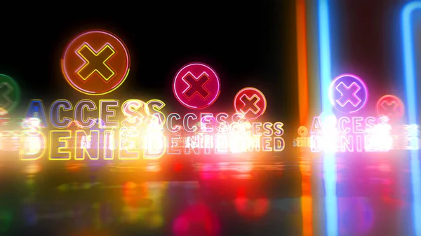 Access Denied Neon Sign Concept Cyber Security Computer System Protection — Stock Photo, Image