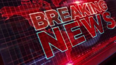 Son dakika haberleri bilgisayar ekranında. Yayın, canlı yayın, manşet bilgileri ve iletişim soyut konsepti hata efektli 3D animasyon.