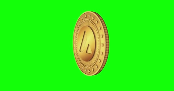 Avalanche Avax Criptomoeda Isolada Moeda Ouro Tela Verde Fundo Loopable — Vídeo de Stock