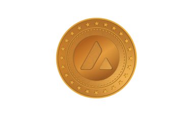 Çığ AVAX kripto para sembolü yeşil ekranda izole edilmiş altın para. Soyut konsept çizimi.