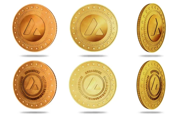 Avalanche Avax Σύμβολο Cryptocurrency Απομονωμένο Χρυσό Νόμισμα Πράσινο Φόντο Οθόνη — Φωτογραφία Αρχείου