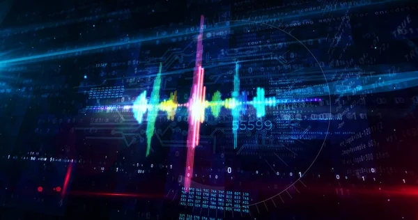 Widmo Audio Głos Neon Koncepcja Znaku Fala Dźwiękowa Radiowa Disco — Zdjęcie stockowe