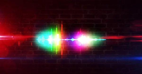 Audio Spectrum Stem Neon Teken Concept Radio Geluidsgolf Disco Muziek — Stockfoto