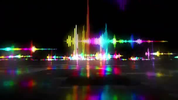 Audio Spectrum Stem Neon Teken Concept Radio Geluidsgolf Disco Muziek — Stockvideo