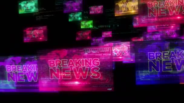 Breaking News Computer Screens Broadcast Live Media Headline Information Communication — Stock Video