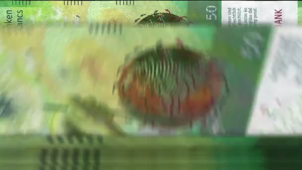 Швейцарские Франки Банкомат Банкнотами Взять Примеру Швейцарскую Банкноту Достоинством Швейцарских — стоковое видео
