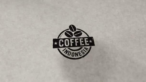 Café Indonesia Sello Loopable Animación Sin Costuras Impacto Estampación Manual — Vídeos de Stock