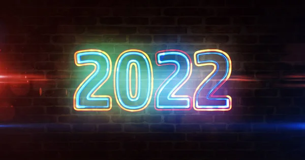 2022 Ano Novo Conceito Design Digital Futurista Abstrato Renderização Ilustração — Fotografia de Stock