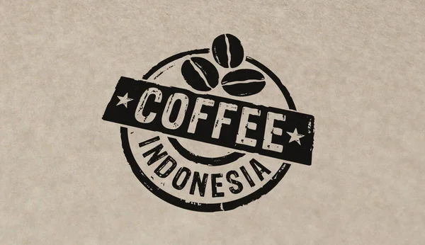 Coffee Indonesia Stamp Icons Few Color Versions Factory Manufacturing Production — Stock Photo, Image