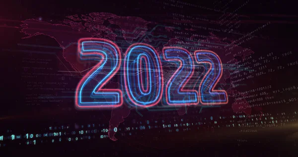 2022 Años Nuevo Concepto Diseño Digital Ilustración Futurista Abstracta Representación — Foto de Stock