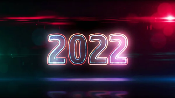 2022 Ano Novo Conceito Design Digital Futurista Abstrato Renderização Ilustração — Fotografia de Stock