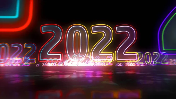 2022 Tahun Konsep Desain Digital Baru Ilustrasi Rendering Abstrak Futuristik — Stok Foto