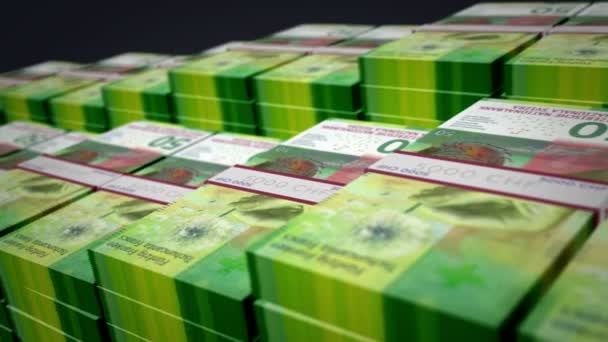 瑞士法郎钞票捆扎成圈增长 瑞士法郎的钱堆积如山瑞士的现金 经济和金融概念 可浏览无缝3D动画 — 图库视频影像