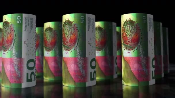 Швейцарские Франки Анимация Камера Движется Перед Банкнотами Chf Бесшовная Концепция — стоковое видео