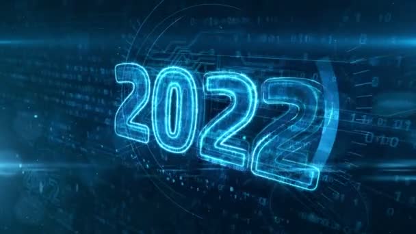 2022 Años Nueva Animación Concepto Bucle Diseño Cibernético Representación Abstracta — Vídeo de stock