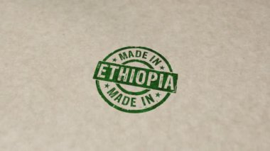 Etiyopya damgası ve el damgası ile yapılan etki animasyonu. Fabrika, üretim ve üretim ülkesi 3D üretilmiş konsept.