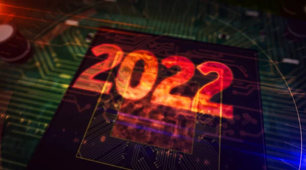 2022 Έτος Αριθμός Φουτουριστικό Ολόγραμμα Απεικόνιση Αφηρημένο Ψηφιακό Υπόβαθρο Έννοιας — Φωτογραφία Αρχείου