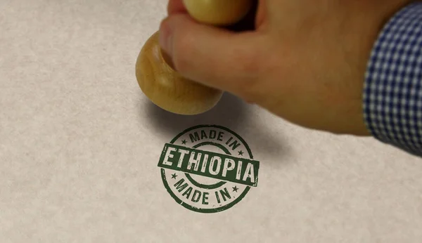 エチオピアのスタンプとスタンピングの手で作られた 製造業 生産国の概念 — ストック写真