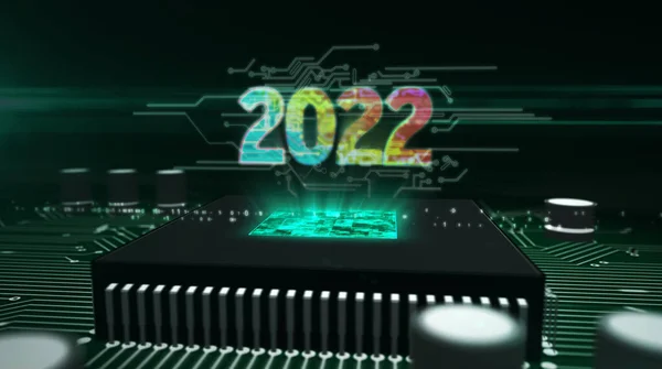 2022 Year Number Futuristic Technology Hologram Rendering Illustration Abstract Concept — Stock Photo, Image