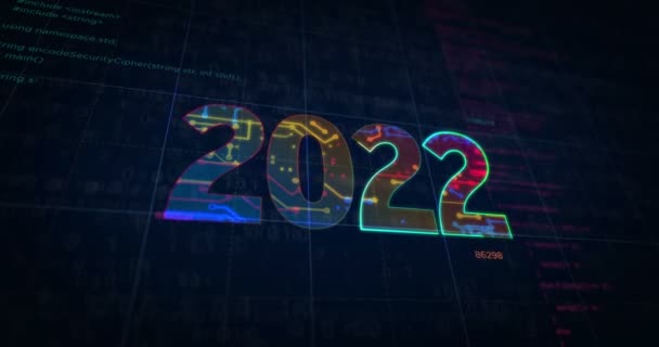 2022 Jahr Nummer Projekt Schaffung Abstraktes Konzept Animation Zeichnung Digitaler — Stockvideo