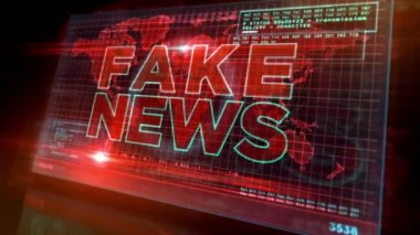 Bilgisayar ekranında sahte haberler. Yayın, trolleme, yanlış bilgi, aldatmaca, propaganda, bilgi ve yanlış bilgilendirme soyut kavram 3 boyutlu döngü ve kusursuz animasyon.