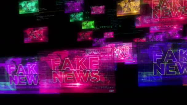 Fake News Computer Screens Broadcast Trolling False Information Hoax Propaganda — Stock Video