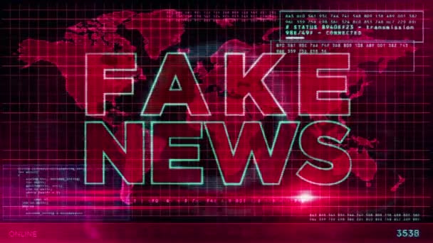 Fałszywe Wiadomości Ekranach Komputerów Transmisja Trollowanie Fałszywe Informacje Oszustwo Propaganda — Wideo stockowe