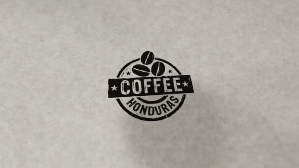 Coffee Honduras Stämpel Loopable Och Sömlös Animation Handstämpling Kollision Fabriks — Stockvideo