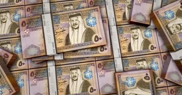 Jordanien Dinar Sedlar Animation Kameravyn Från Nära Håll Nis Pengapaket — Stockvideo