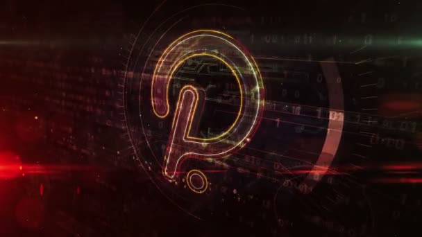Concepto Signo Neón Polkadot Token Criptomoneda Lunares Moneda Blockchain Tecnología — Vídeo de stock